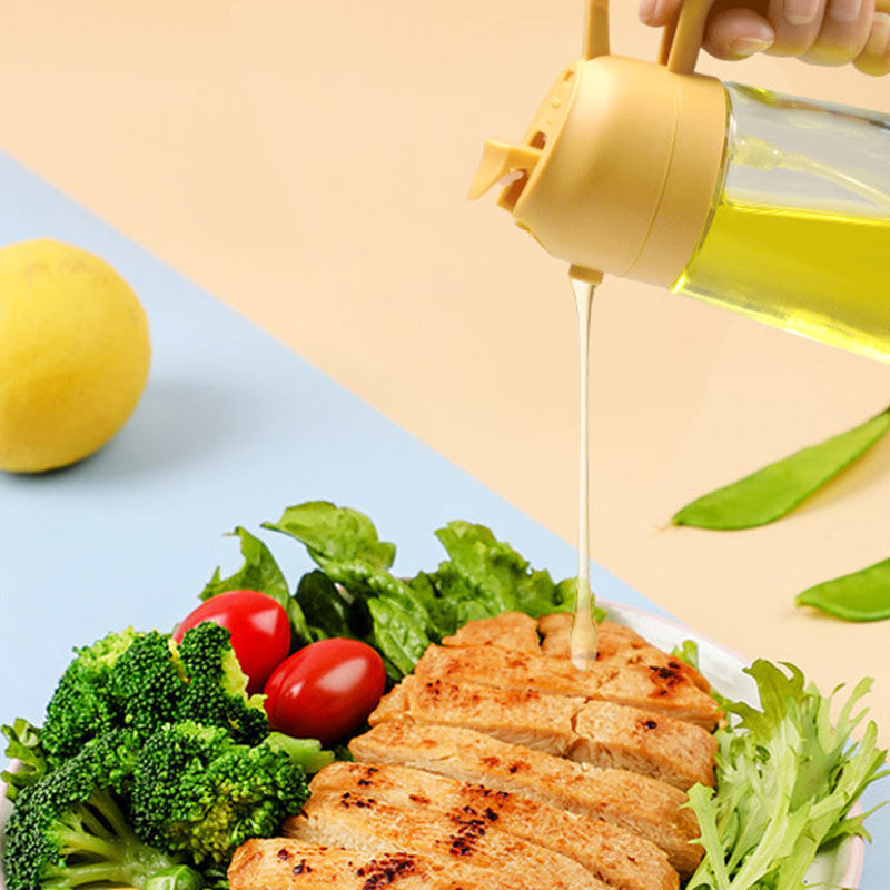 Glazen Olieverstuiver & Dispenser 2-in-1 Pomp Spray Fles voor Azijn Sojasaus Keuken Doseren 470ml Olie