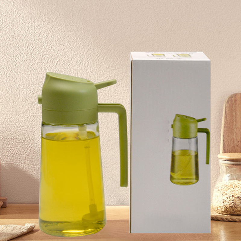 Glazen Olieverstuiver & Dispenser 2-in-1 Pomp Spray Fles voor Azijn Sojasaus Keuken Doseren 470ml Olie