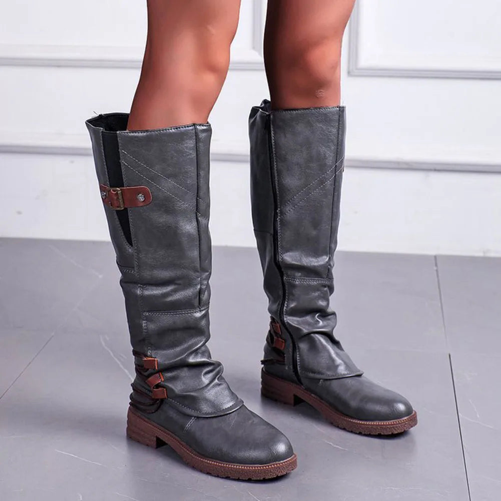 Leren Dames Ritslaarzen - Comfortabel & Warm voor Herfst en Winter