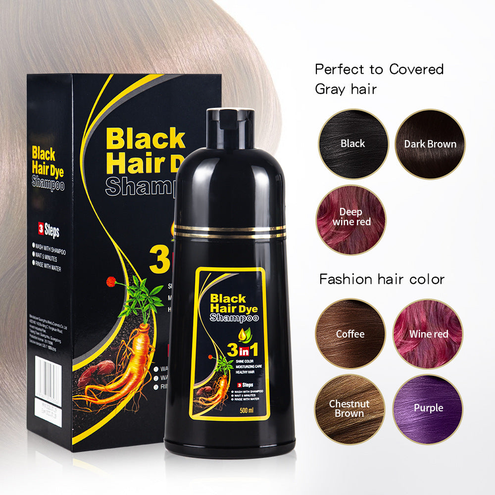 Haarkleuring Shampoo Zwart Bruin Kastanje met Plantextract 500ml Natuurlijke Haar Verzorging voor Thuis