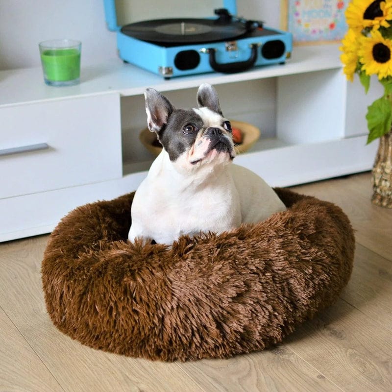 Rond Huisdiermand met Verhoogde Rand Pluche Slaapplaats Hond Kat Comfort Nest Zacht Kussen Warm Bed Rustplek
