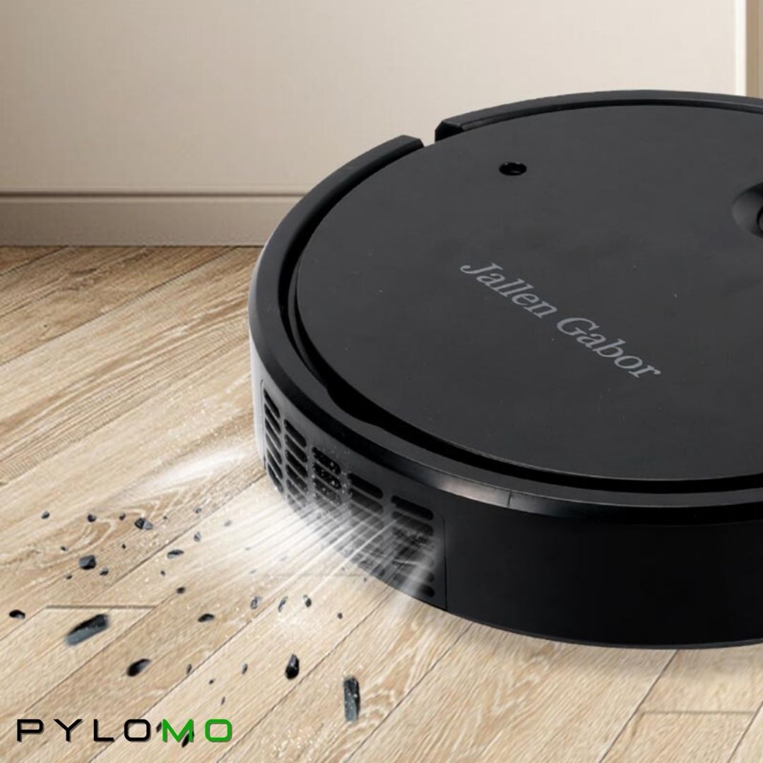 Robotstofzuiger met Dweilfunctie Zwart Wit voor Harde Vloeren Tapijt Dierenharen Stil Compact Design