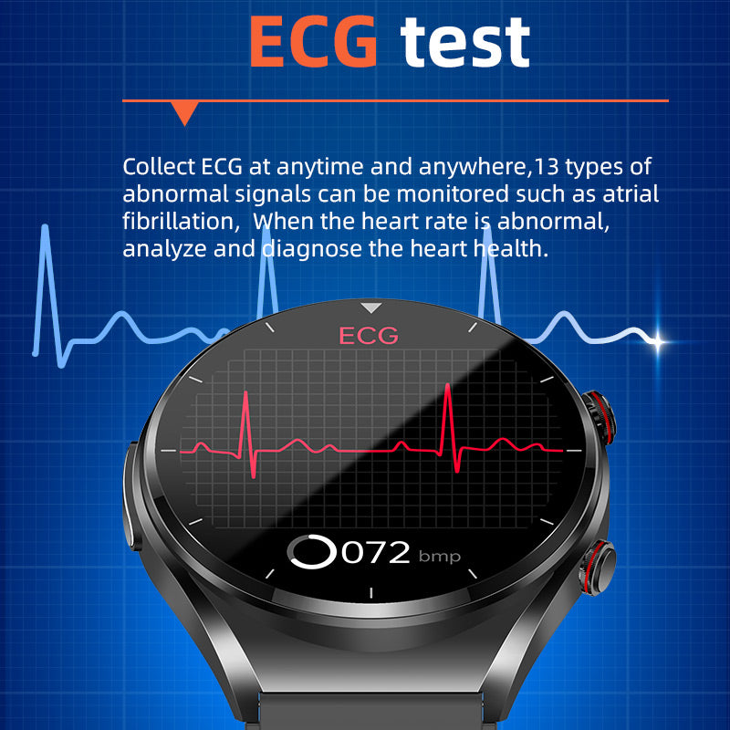 Smartwatch met Gezondheidsmeting ECG Bloeddruk Hartslagmeter Niet-Invasieve Bloedsuikersensor Polshorloge Fitnesstracker