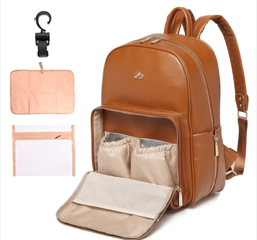Luiertas Rugzak PU Leer Waterdicht met Verschoningsmat Haakjes Organizer voor Ouders Baby Reizen Opslag Verzorging
