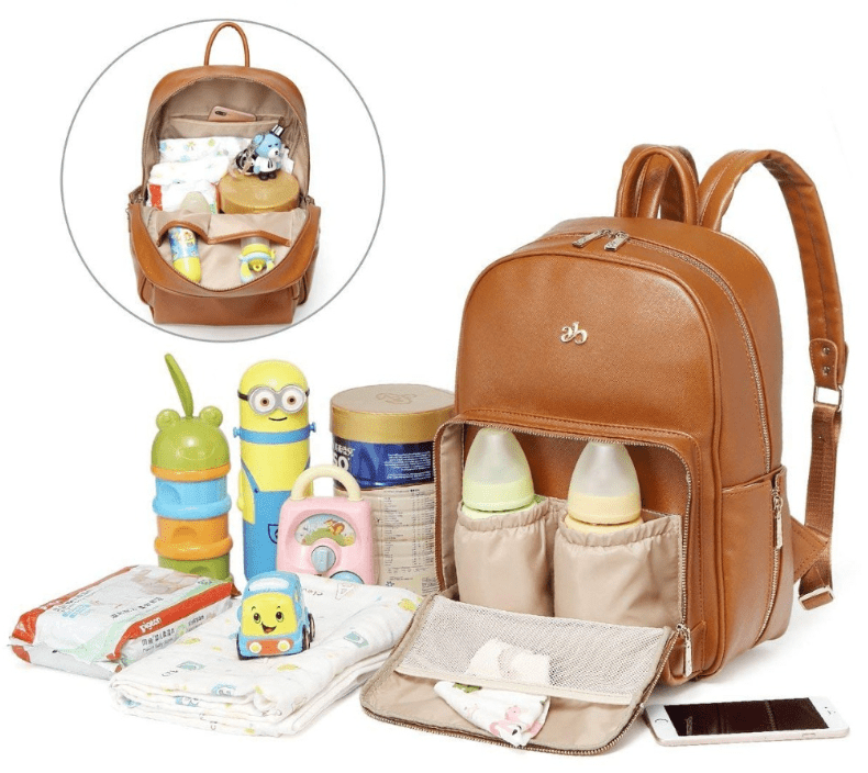Luiertas Rugzak PU Leer Waterdicht met Verschoningsmat Haakjes Organizer voor Ouders Baby Reizen Opslag Verzorging