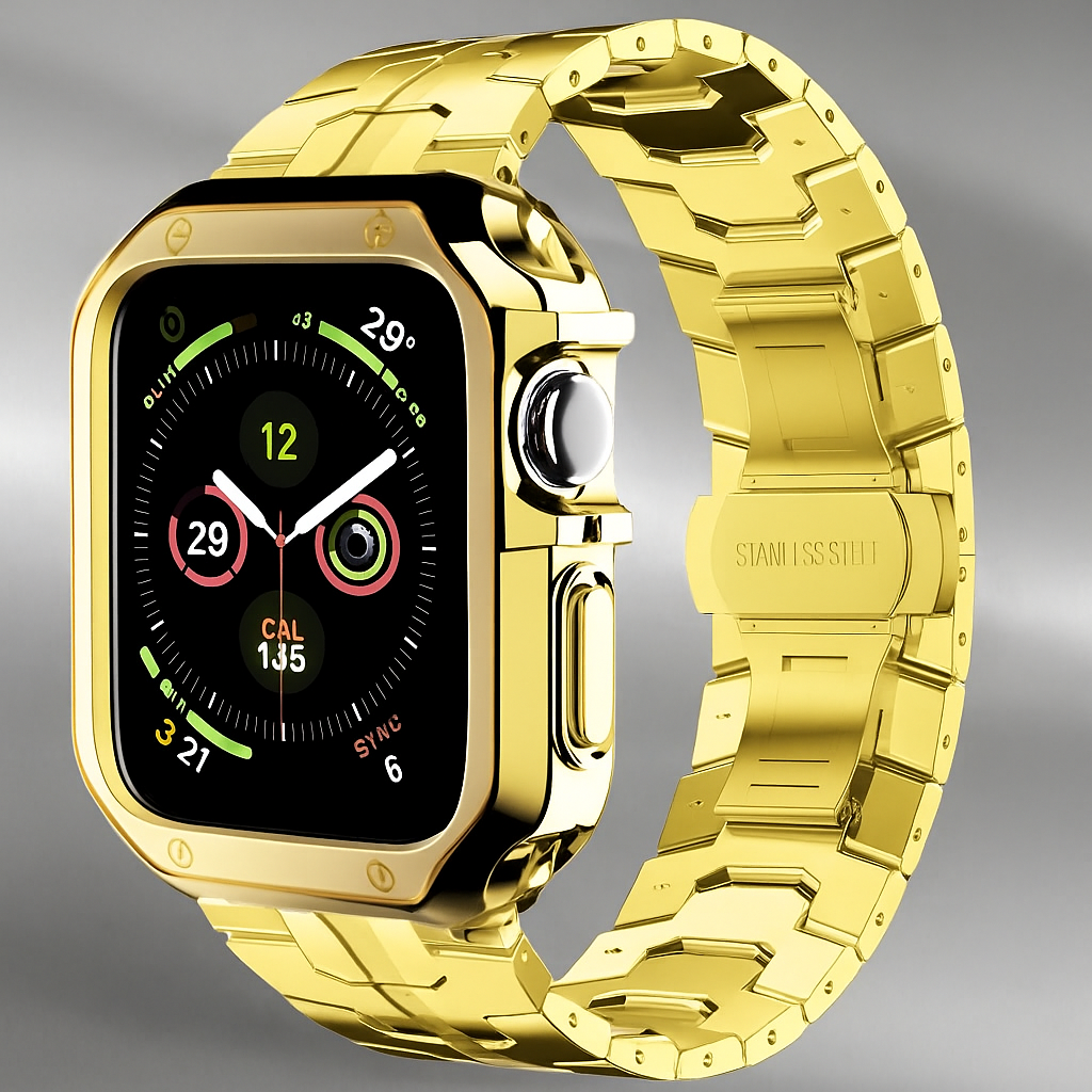 Metalen Schakelarmband met Beschermhoes voor Smartwatch 42mm 46mm 49mm Titan Afwerking Horlogeband Accessoire