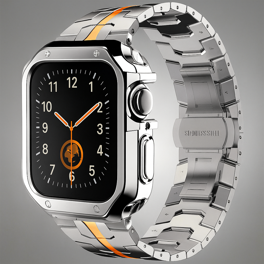 Metalen Schakelarmband met Beschermhoes voor Smartwatch 42mm 46mm 49mm Titan Afwerking Horlogeband Accessoire