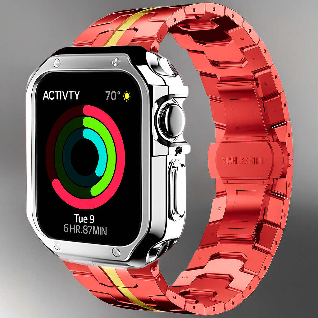Metalen Schakelarmband met Beschermhoes voor Smartwatch 42mm 46mm 49mm Titan Afwerking Horlogeband Accessoire