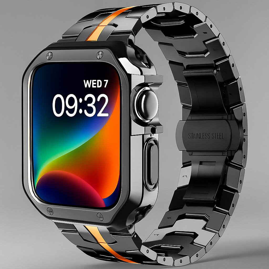 Metalen Schakelarmband met Beschermhoes voor Smartwatch 42mm 46mm 49mm Titan Afwerking Horlogeband Accessoire