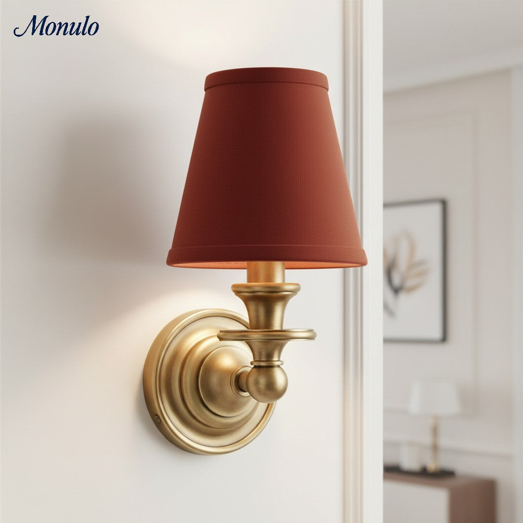 Wandlamp met stoffen kap en zwanenhalsarm - smeedijzeren armatuur met verstelbare leeslamp