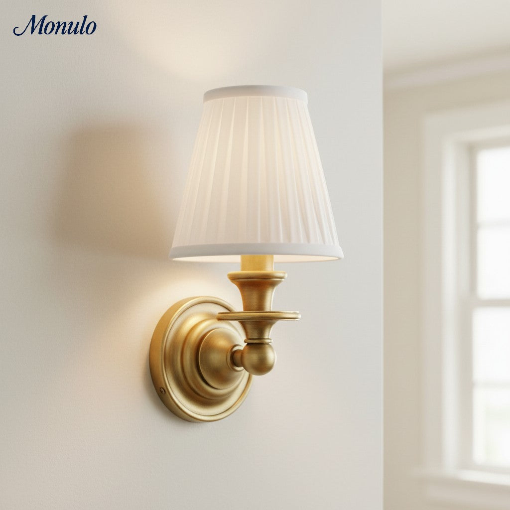 Wandlamp met stoffen kap en zwanenhalsarm - smeedijzeren armatuur met verstelbare leeslamp