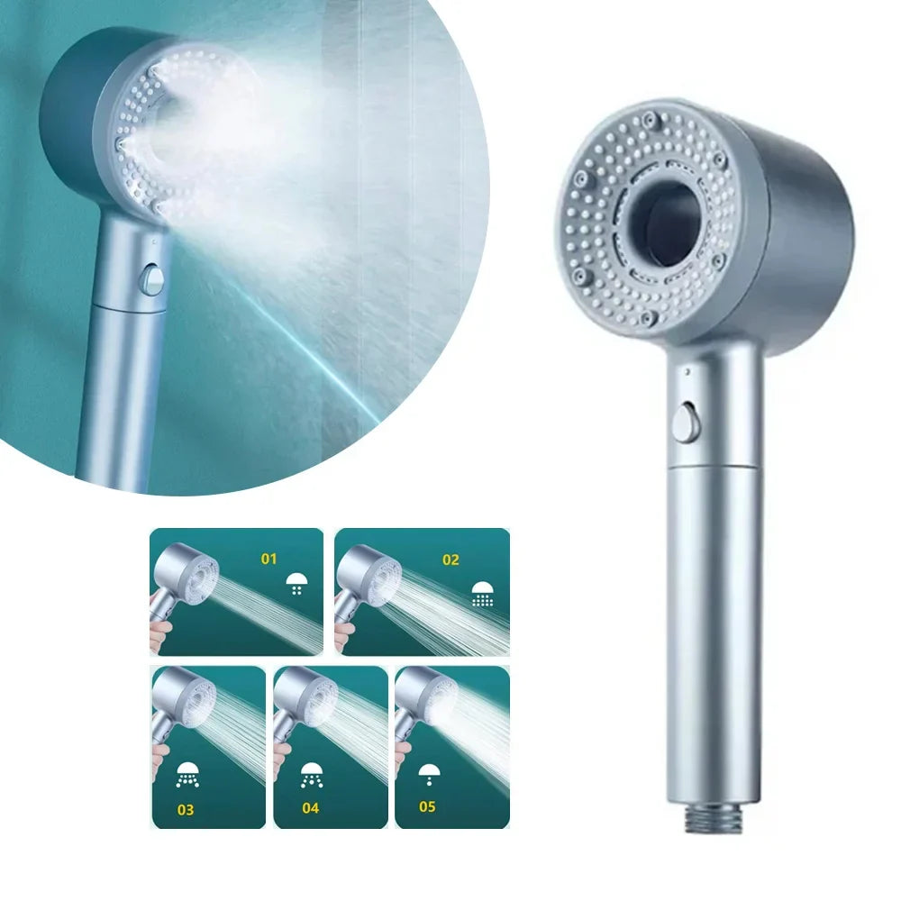 Handdouche met 5 Verstelbare Standen - Waterbesparende Douchekop met Verhoogde Druk - Badkameraccessoire voor Zwakke Waterdruk