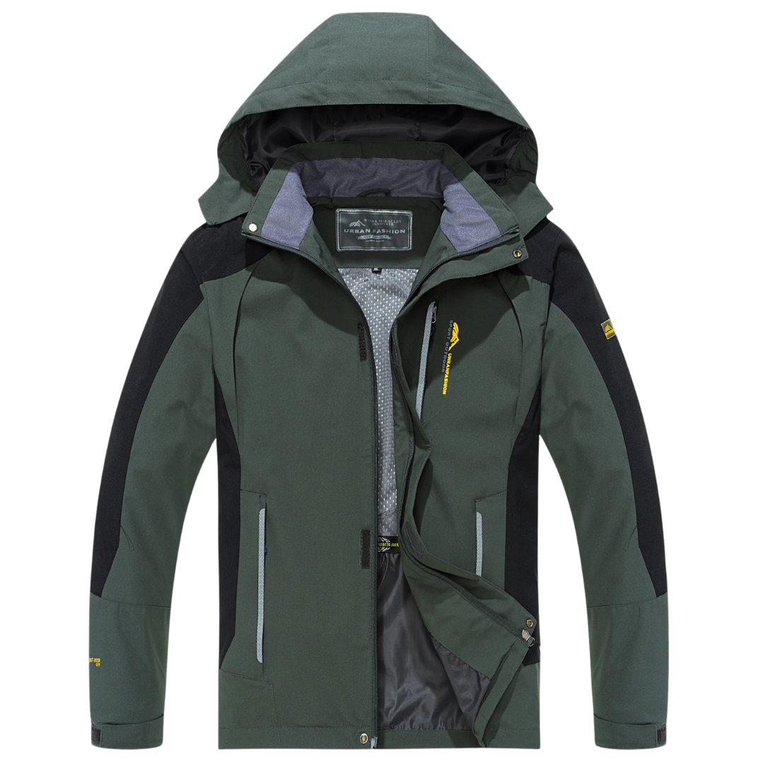 Waterdichte Heren Outdoorjas Polyester Afneembare Capuchon Meerdere Zakken Wandelen Trekking Outdoor Actief