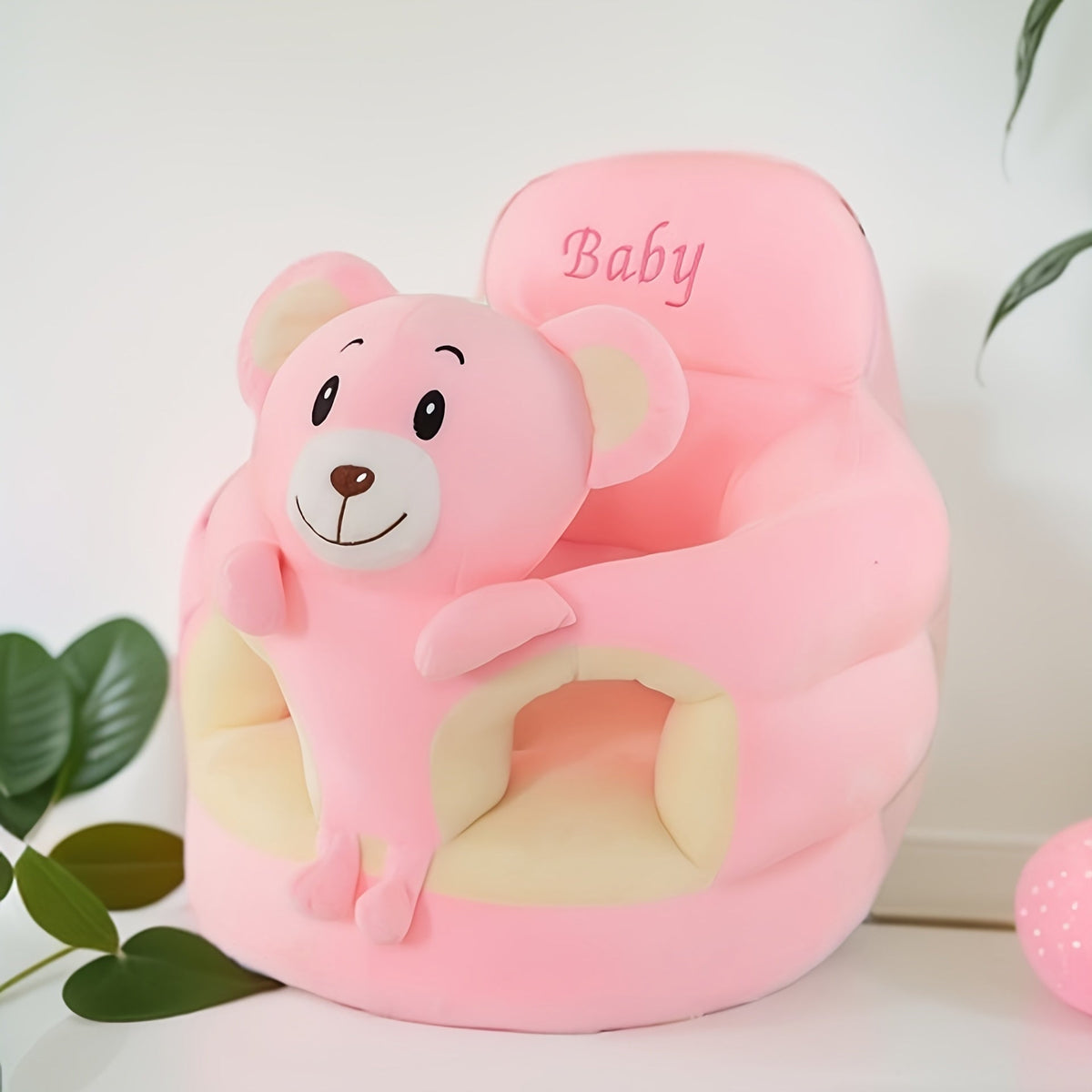 Zachte Babyzitbank voor Eerste Zit- en Staavonturen Pluche Veiligheid Comfort Kamer 0-12 Maanden Groen Grijs