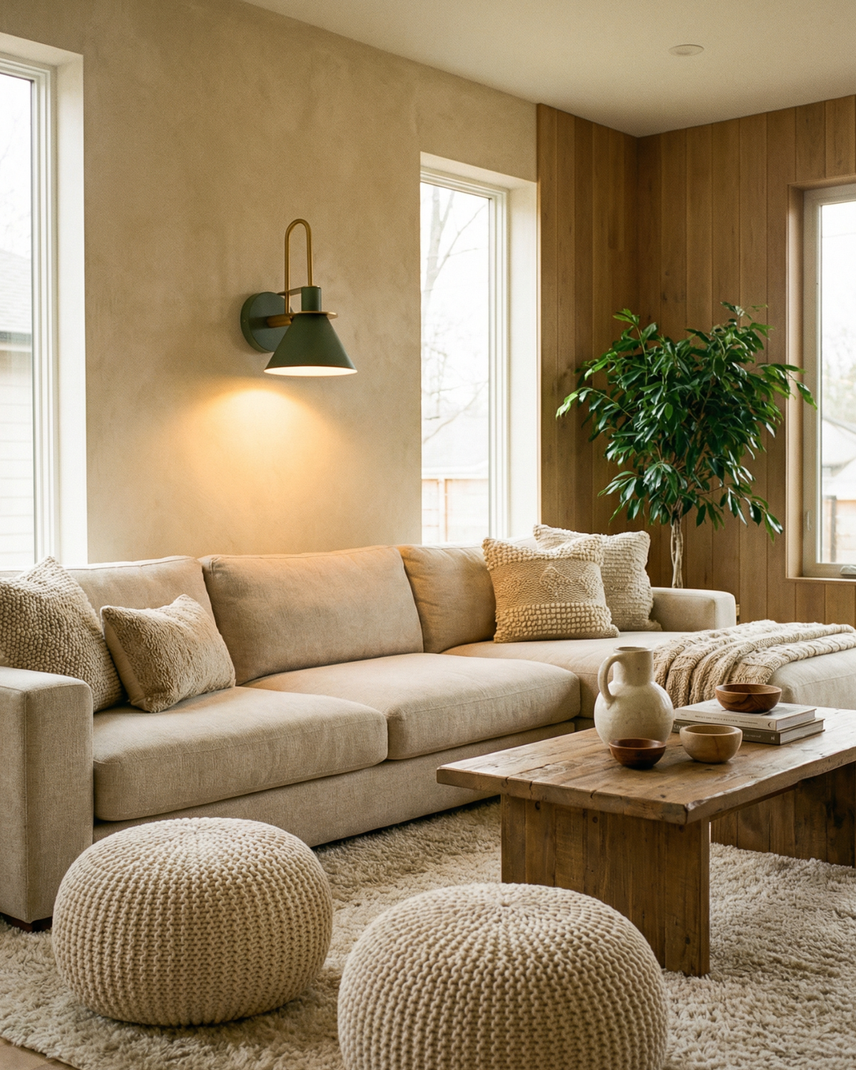 Moderne wandlamp van travertin en hout met warm wit licht - minimalistische design muurlamp voor woonkamer en slaapkamer
