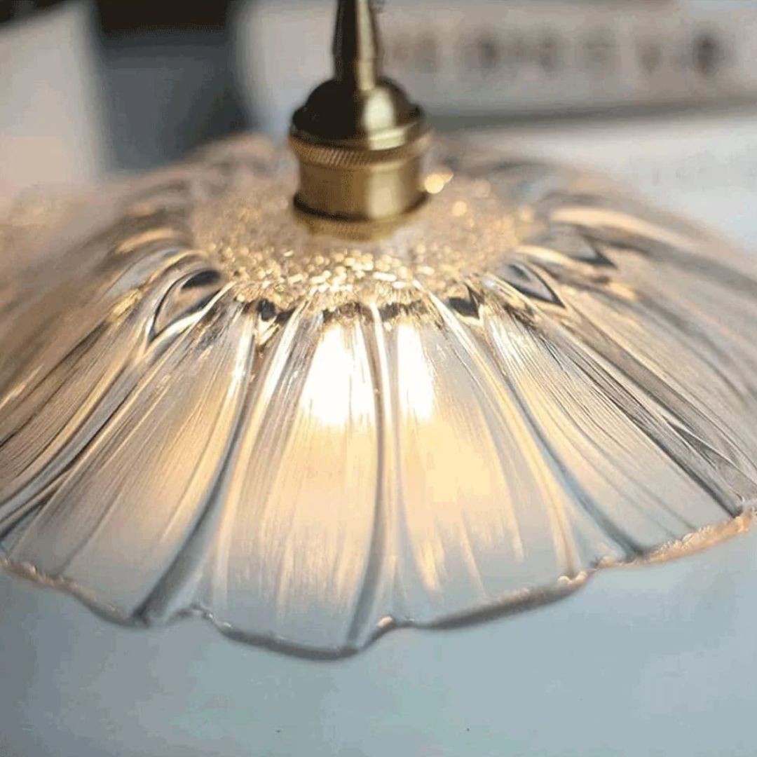 Cullivan Bloemvormige Hanglamp - Glazen Hanglamp met Gouden Fitting voor Woonkamer & Eetkamer
