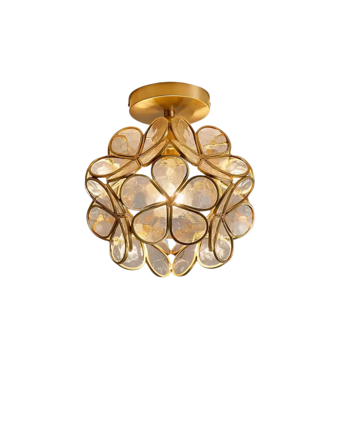 Moderne plafondlamp met bloemdesign in acryl en goudkleurig ijzer - luxe LED designlamp 20 cm