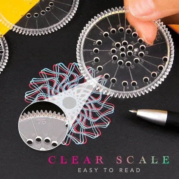 22-Delige Spirograaf Liniaalset voor Creatief Tekenen - Geometrische Patronen & Kaartenontwerp - ABS Kunststof Tekeninstrument voor Kinderen en Volwassenen