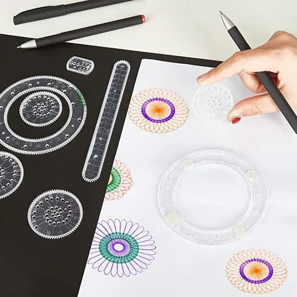 22-Delige Spirograaf Liniaalset voor Creatief Tekenen - Geometrische Patronen & Kaartenontwerp - ABS Kunststof Tekeninstrument voor Kinderen en Volwassenen