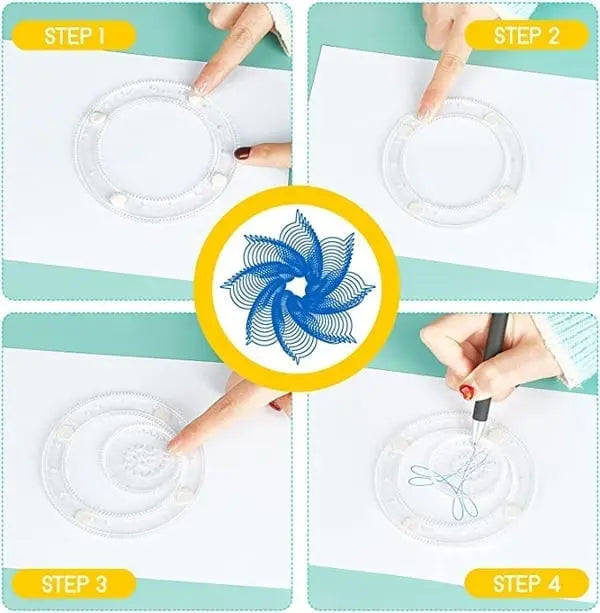 22-Delige Spirograaf Liniaalset voor Creatief Tekenen - Geometrische Patronen & Kaartenontwerp - ABS Kunststof Tekeninstrument voor Kinderen en Volwassenen