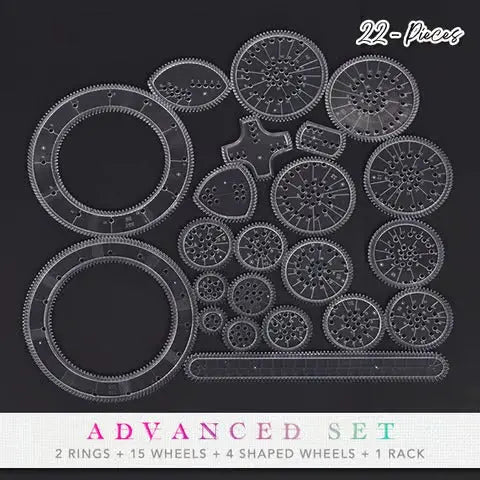 22-Delige Spirograaf Liniaalset voor Creatief Tekenen - Geometrische Patronen & Kaartenontwerp - ABS Kunststof Tekeninstrument voor Kinderen en Volwassenen