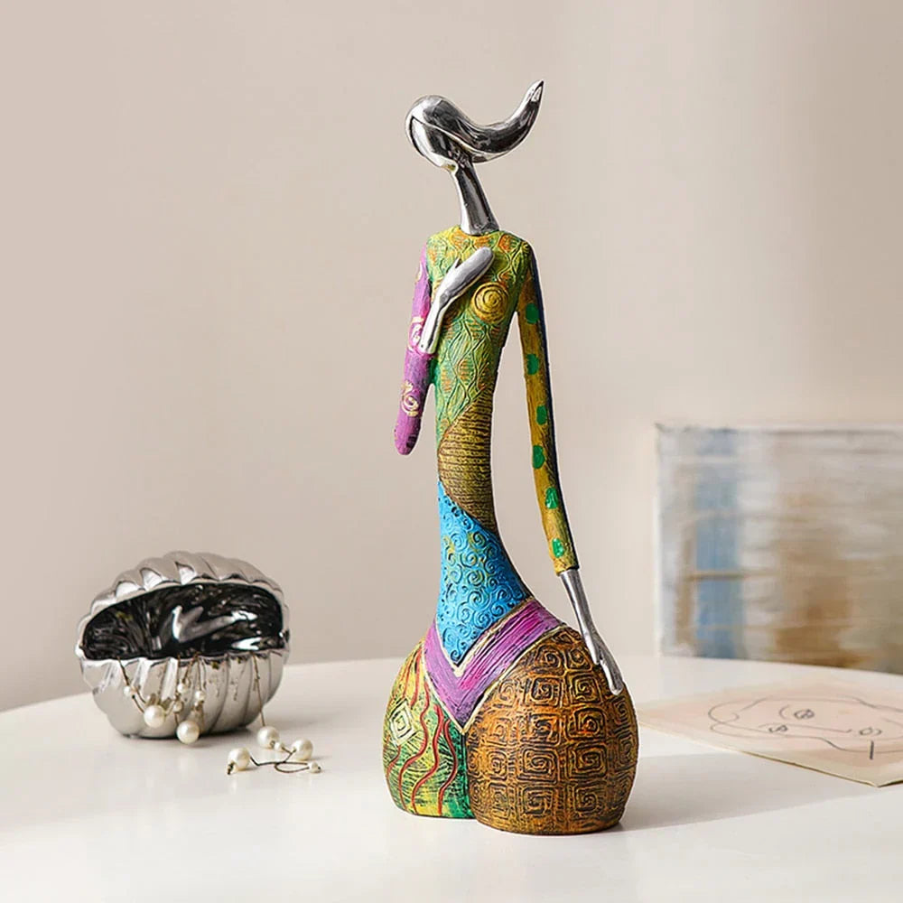 Abstract Vrouwenbeeld Handgemaakt Hars Kleurrijk Modern Kunstbeeld Woonkamer Cadeau