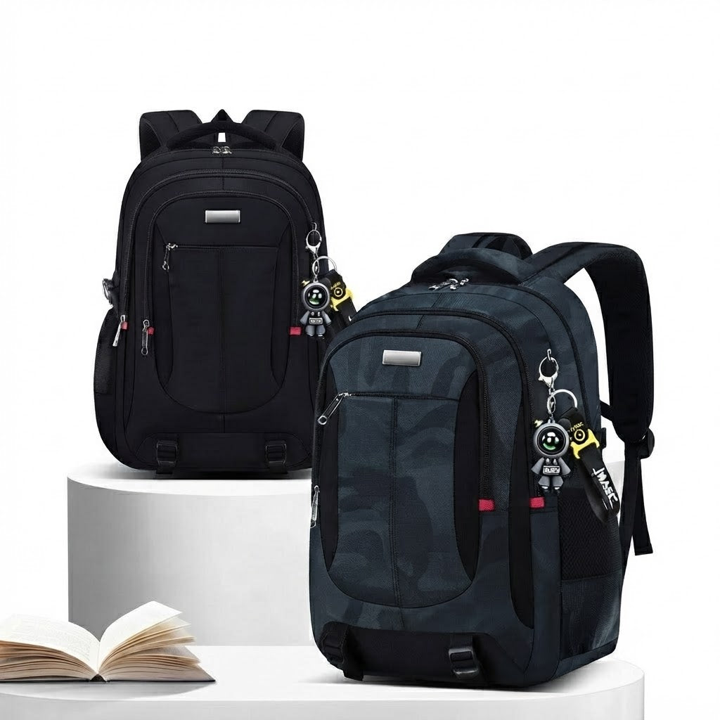 Schoolrugzak M/L met Laptopvak Zwart Blauw Camouflage Ergonomisch Comfortabel voor Dagelijks Gebruik en School