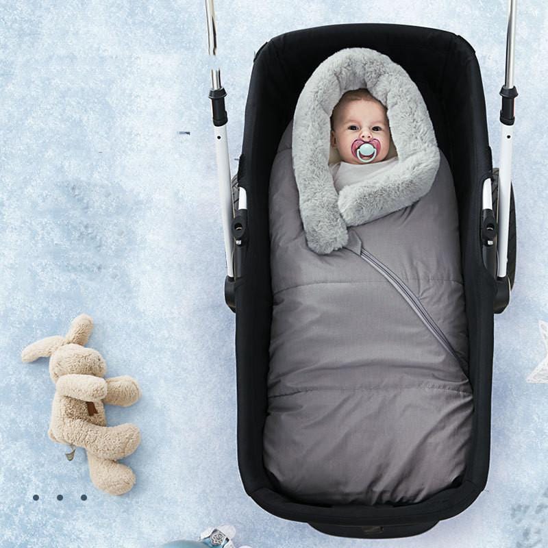 Warme Voetenzak voor Kinderwagens Winter Baby Slaapzak Universeel met Ritssluiting Zwart Grijs Winddicht