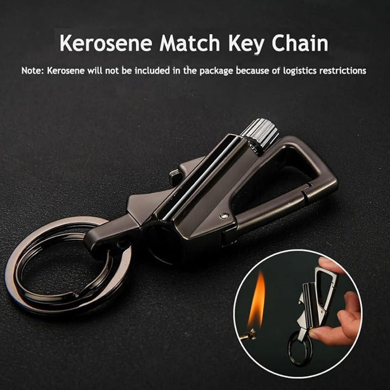 Permanente lucifer sleutelhanger met flesopener - 3-in-1 survival aansteker voor outdoor gebruik