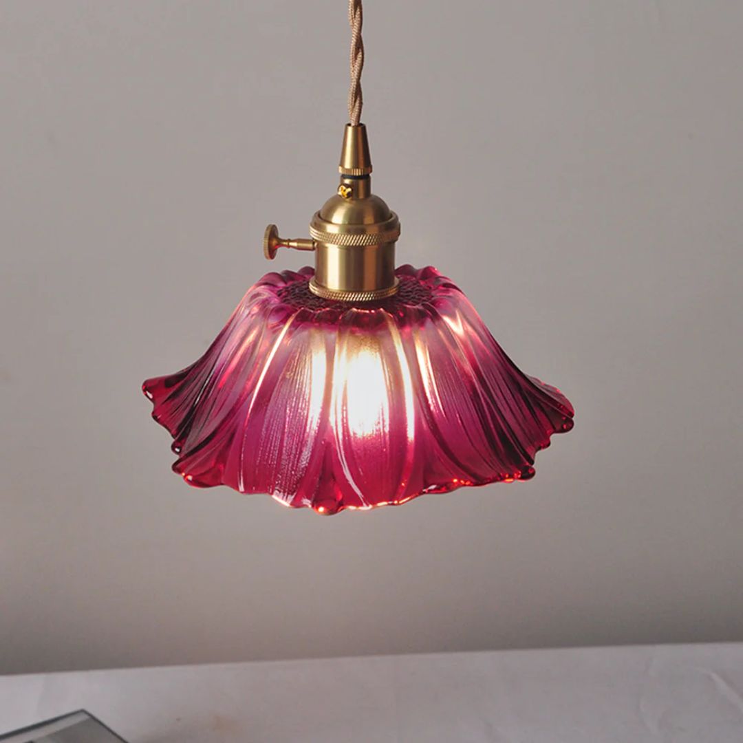 Cullivan Bloemvormige Hanglamp - Glazen Hanglamp met Gouden Fitting voor Woonkamer & Eetkamer