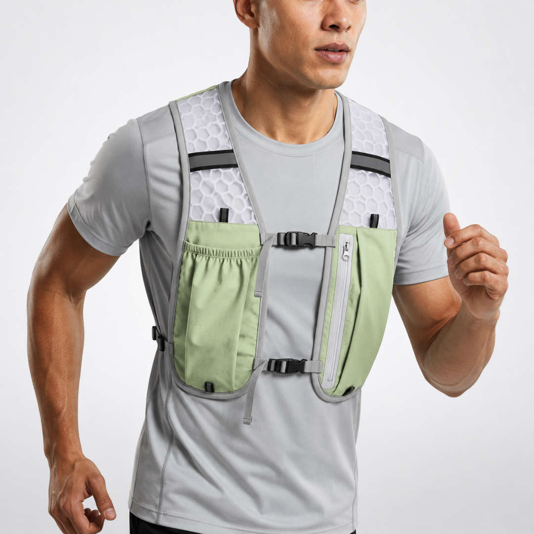 Hardloopvest met Hydratatie 5L Ultralight Trail Running Marathon Hardlopen Sportief Zwart Grijs Groen