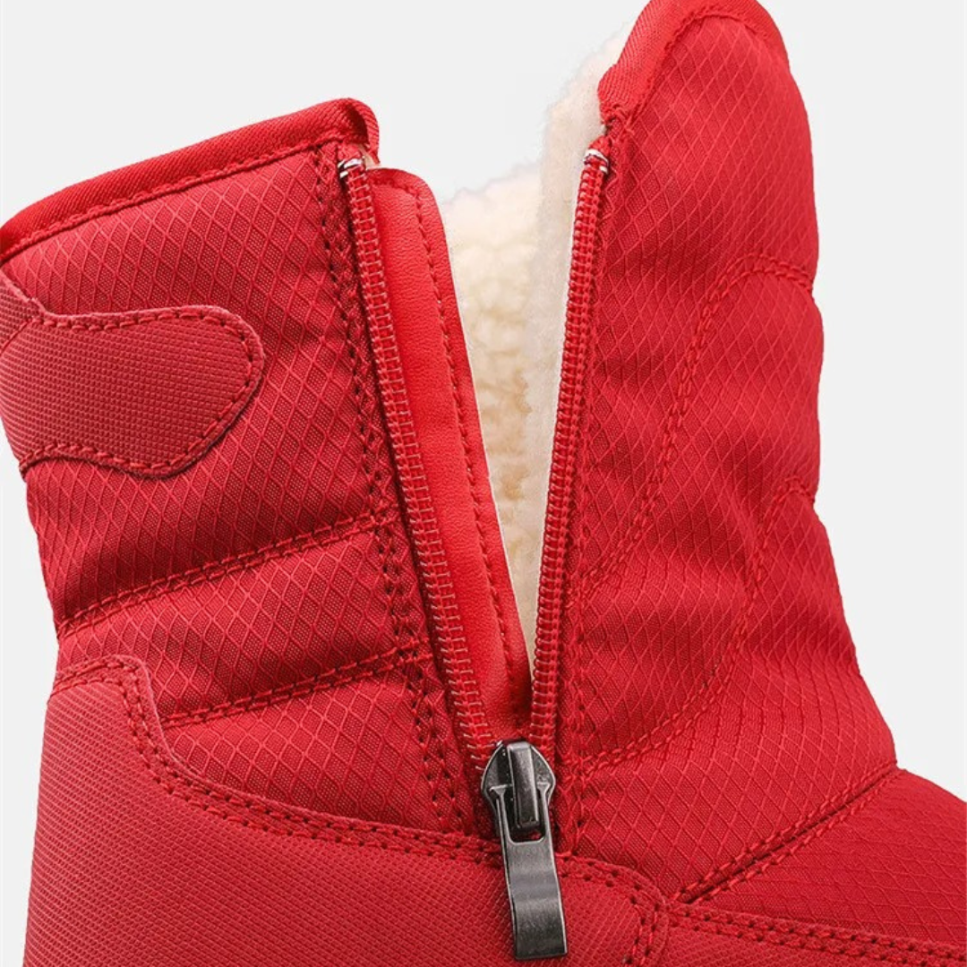 Waterdichte Dames Winterlaarzen met Warme Voering Antislip Zool Knöchelhoog Rits Sneeuwbestendige Schoenen