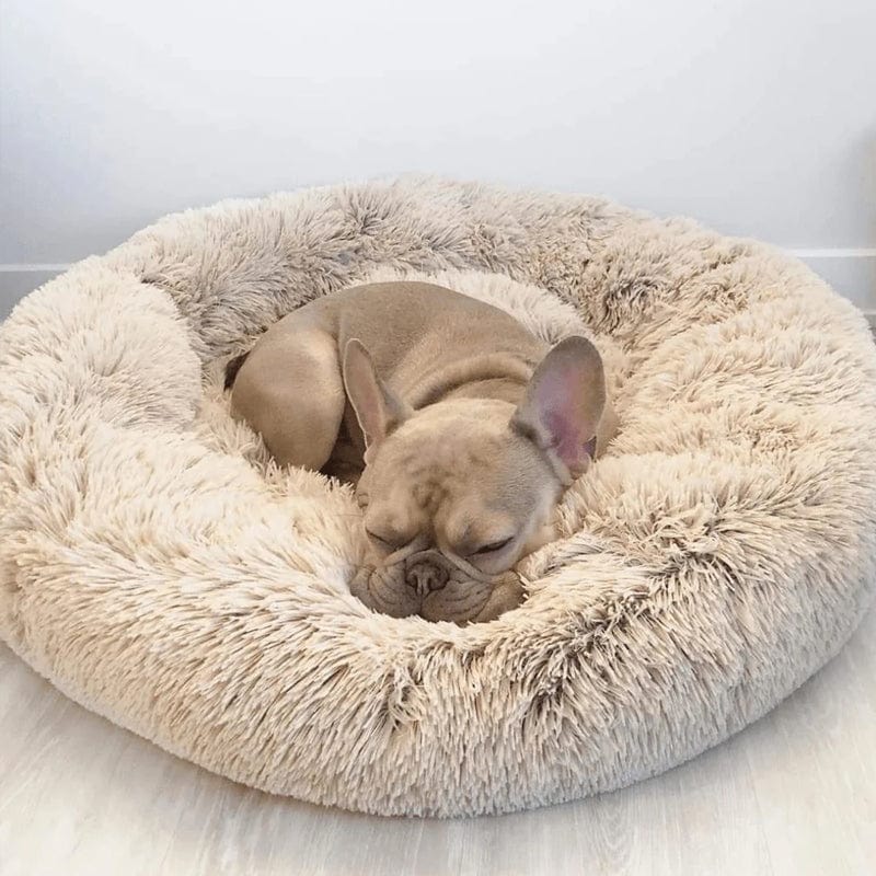 Rond Huisdiermand met Verhoogde Rand Pluche Slaapplaats Hond Kat Comfort Nest Zacht Kussen Warm Bed Rustplek