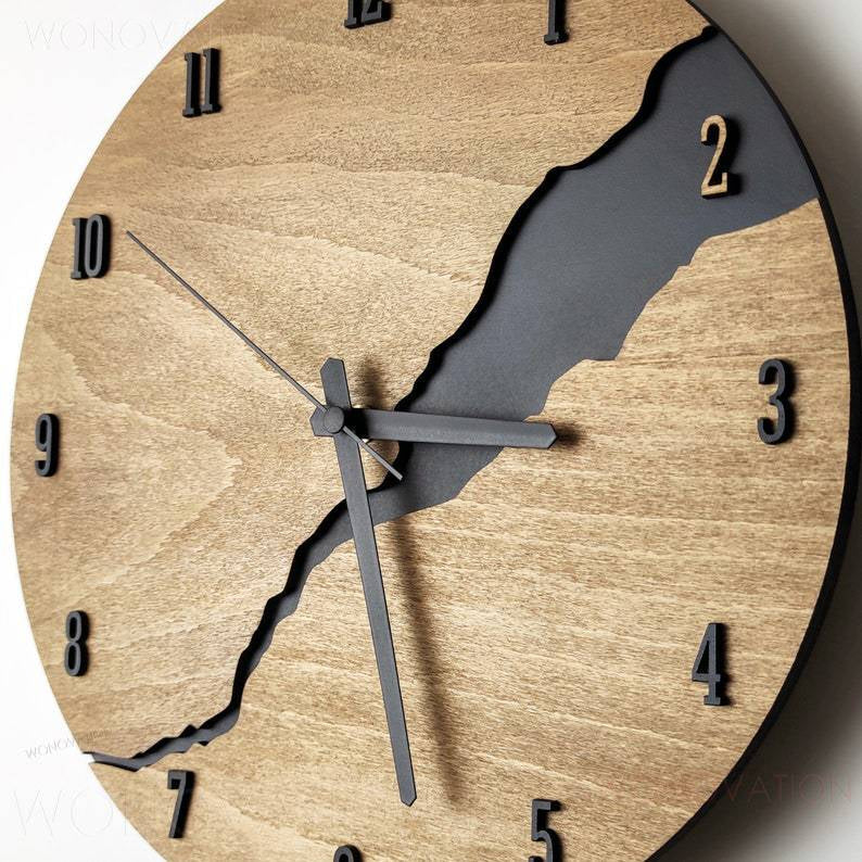 Houten wandklok 30x30 cm met cijferweergave of lijnverdeling natuurlijk design woonkamer keuken kantoor Scandinavische stijl minimalistische klok