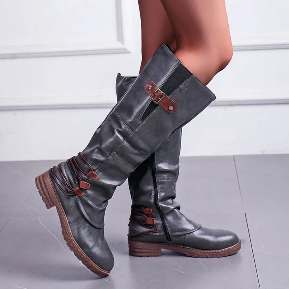 Leren Dames Ritslaarzen - Comfortabel & Warm voor Herfst en Winter