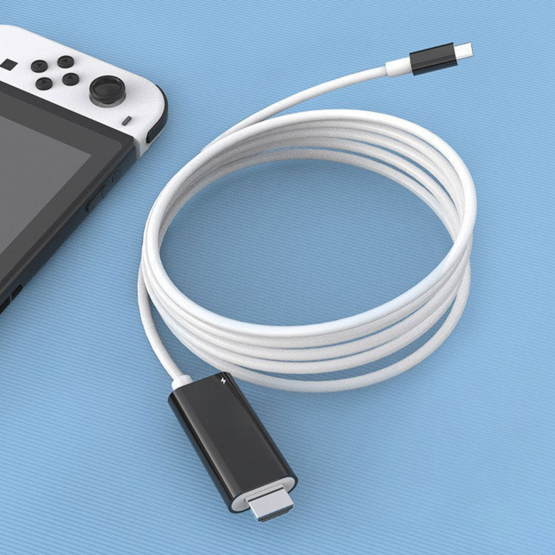 USB-C naar HDMI Adapter Kabel 2 Meter met Oplaadpoort voor Gaming Console Tablet Smartphone en Laptop