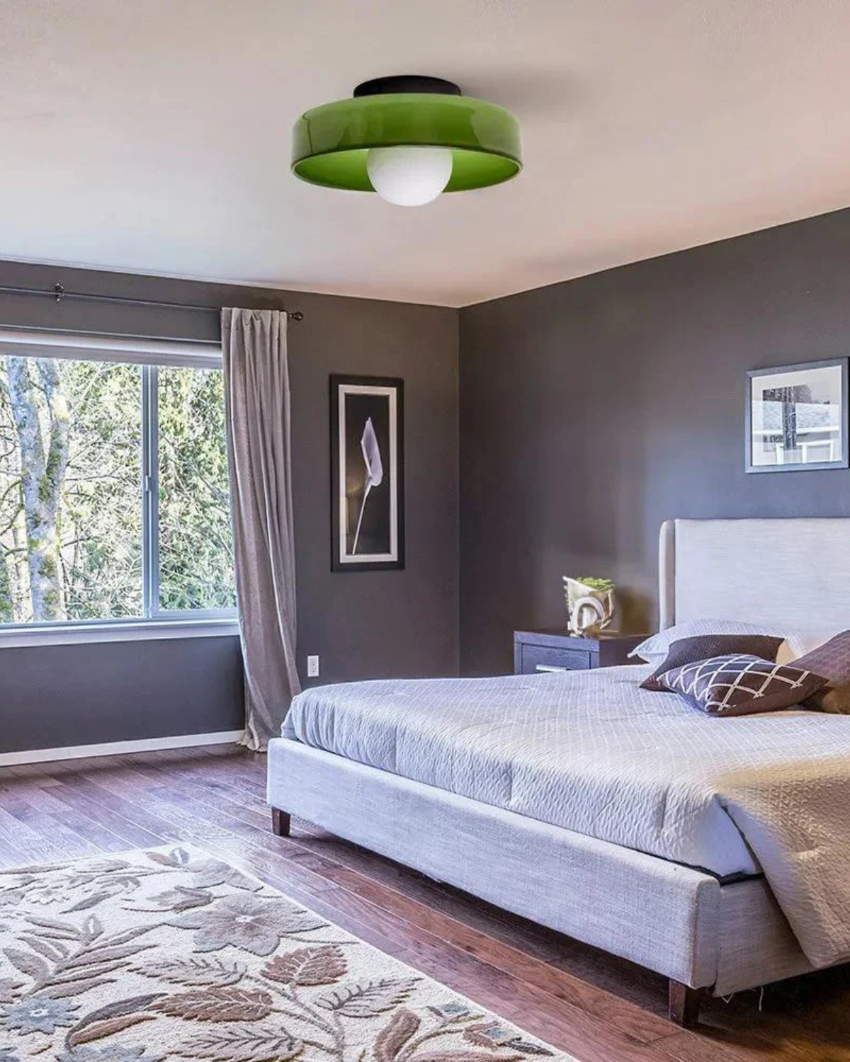Moderne ronde plafondlamp van glas en ijzer - minimalistische designlamp voor woonkamer en slaapkamer met warme lichtkleur