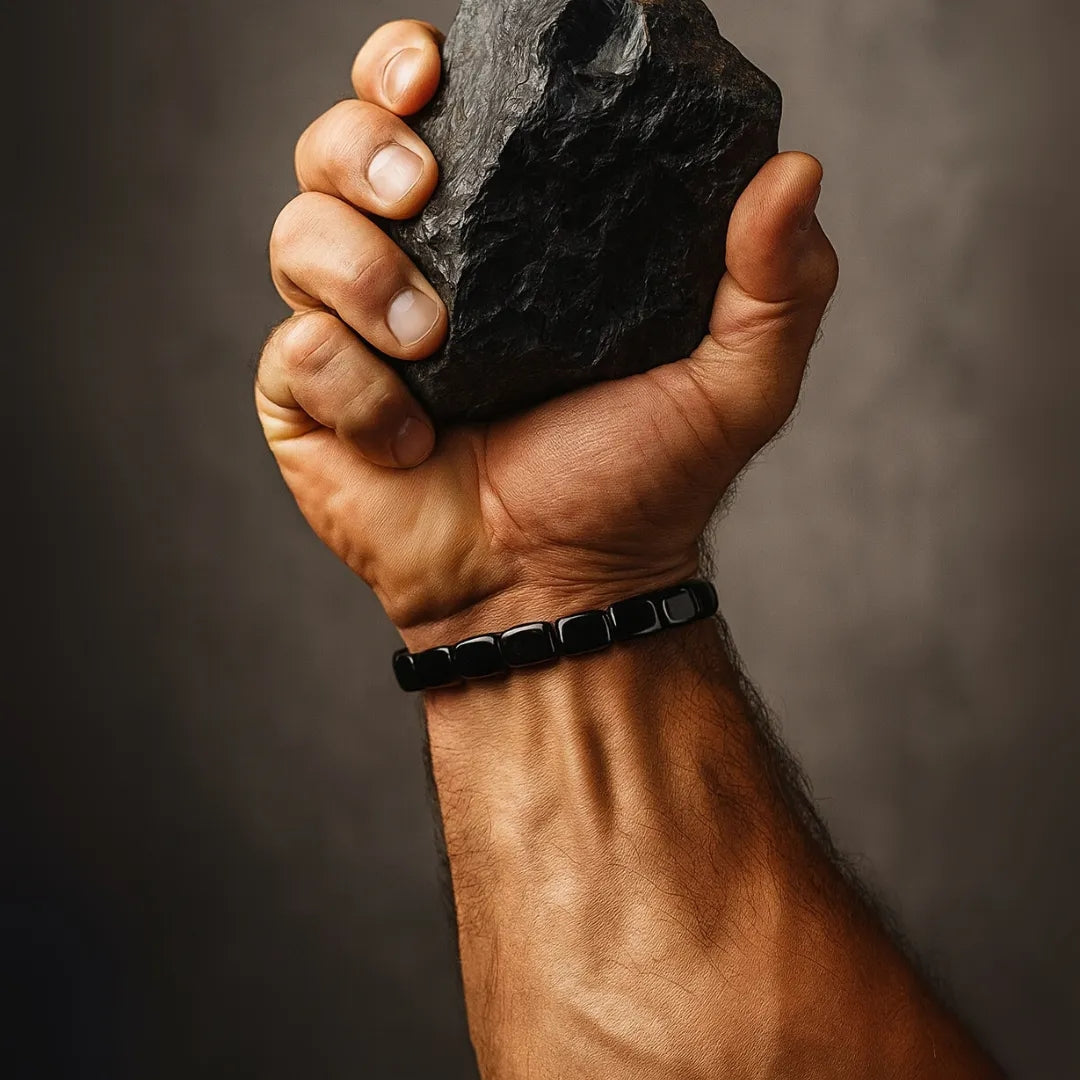 Hematiet Armband Verstelbaar Zwart Zilverkleurig Natuursteen Balans Rust Dagelijks Dames Heren Meditatie