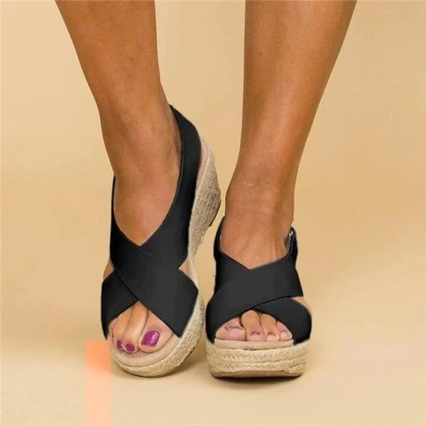Orthopedische Espadrilles Sleehak Clara Comfortabele Zomerschoen Elastisch Dames Zwart Beige Wit Casual