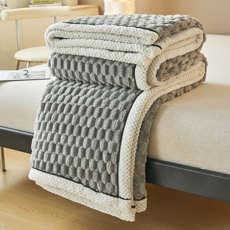 Zachte Coral Fleece Deken – Warme Omkeerbare Plaid voor Bank & Bed