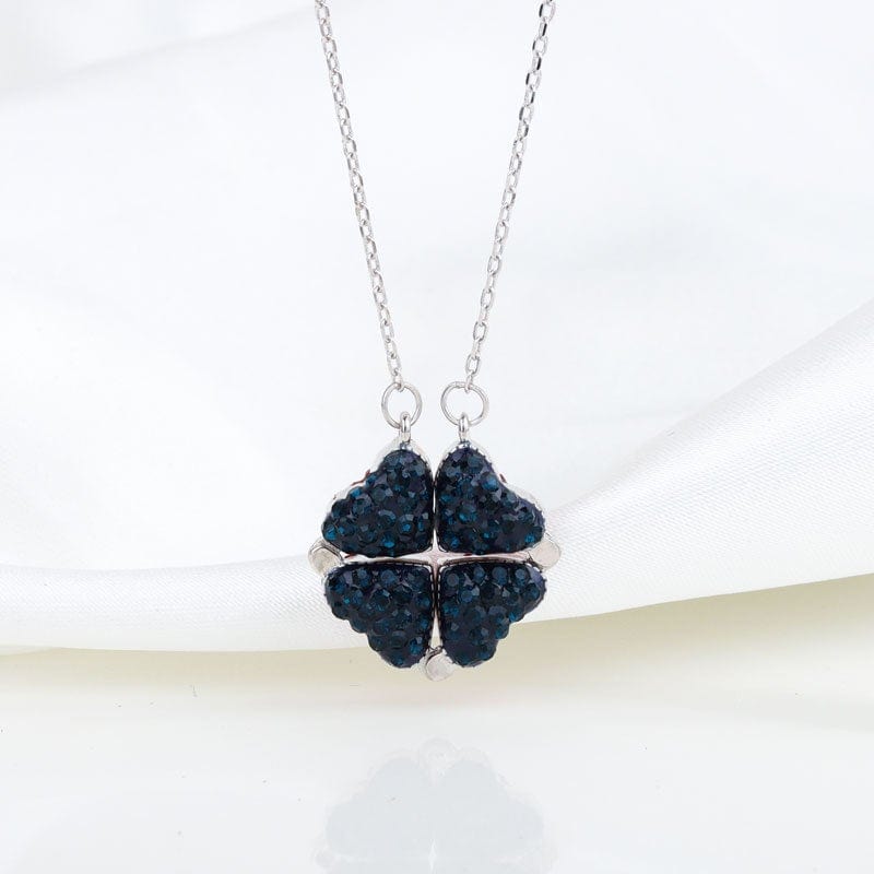 Omkeerbare Zilveren Hart Ketting Dubbelzijdig Magnetisch Bloem Sieraad Cadeau Vrouwen Elegante Hanger