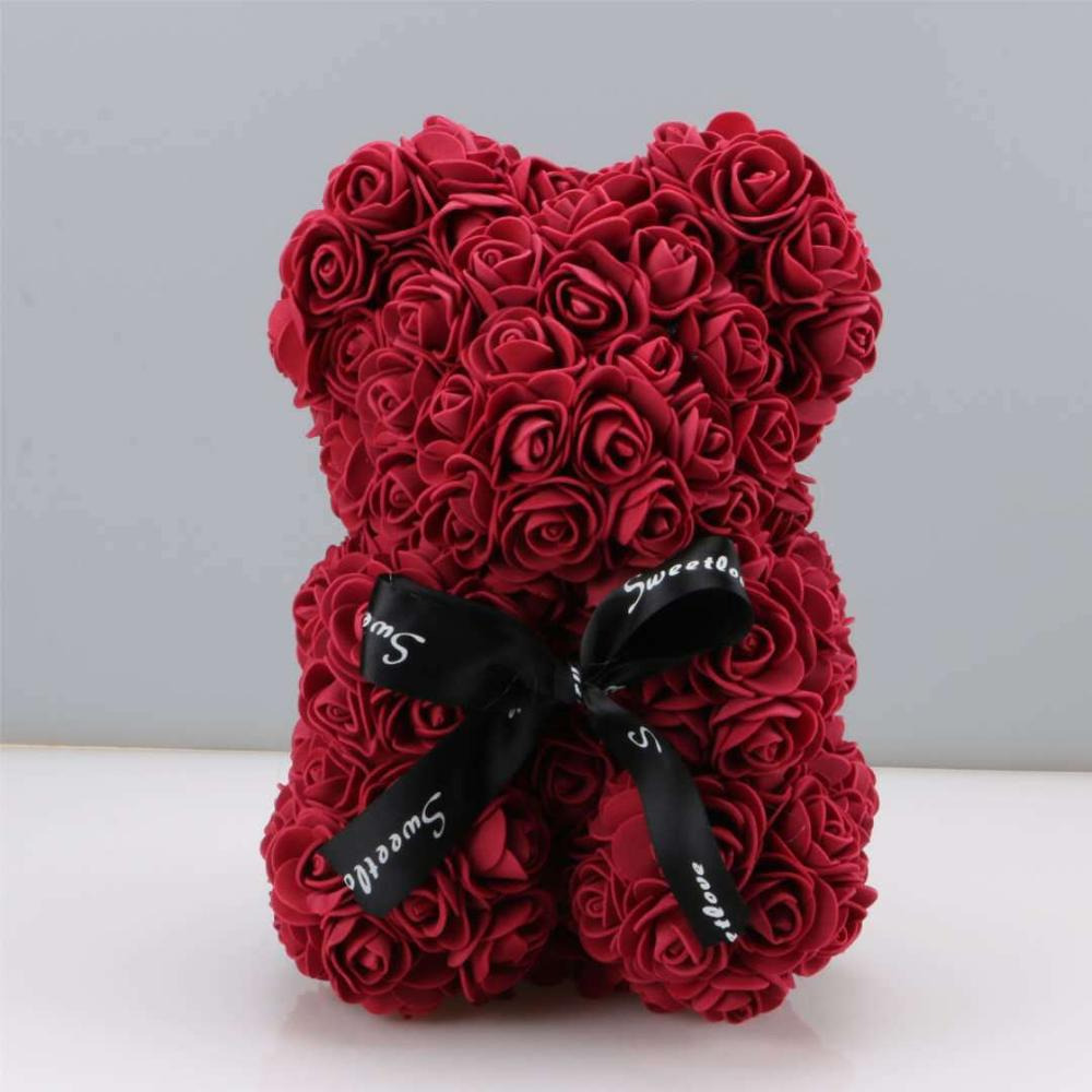 Decoratieve Rozenbeer 25cm Foam Kunstrozen Romantisch Cadeau Teddybeer Interieur Geschenk Meerdere Kleuren
