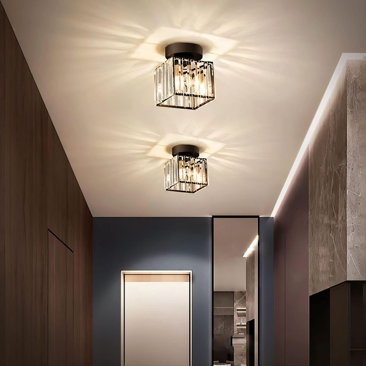 Kilon plafondlamp kristal kubus messing plafond hal woonkamer slaapkamer moderne verlichting compact