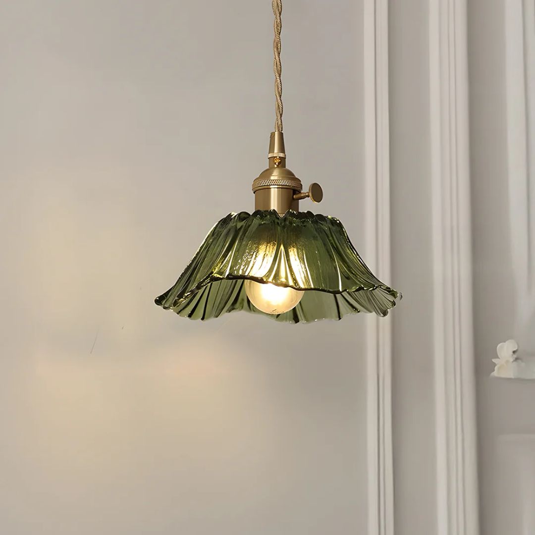 Cullivan Bloemvormige Hanglamp - Glazen Hanglamp met Gouden Fitting voor Woonkamer & Eetkamer