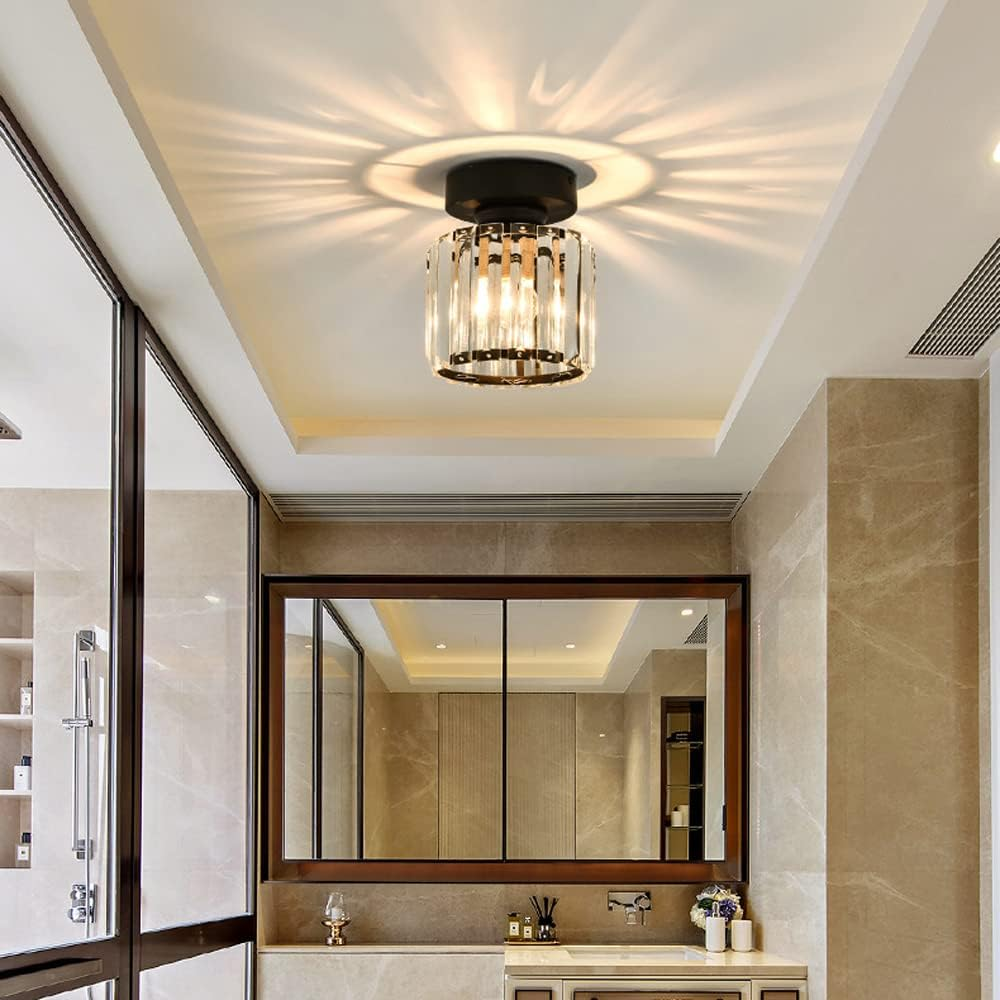 Plafondlamp Kristal Zwart Zilver Goud E27 Opbouw Modern Hal Woonkamer