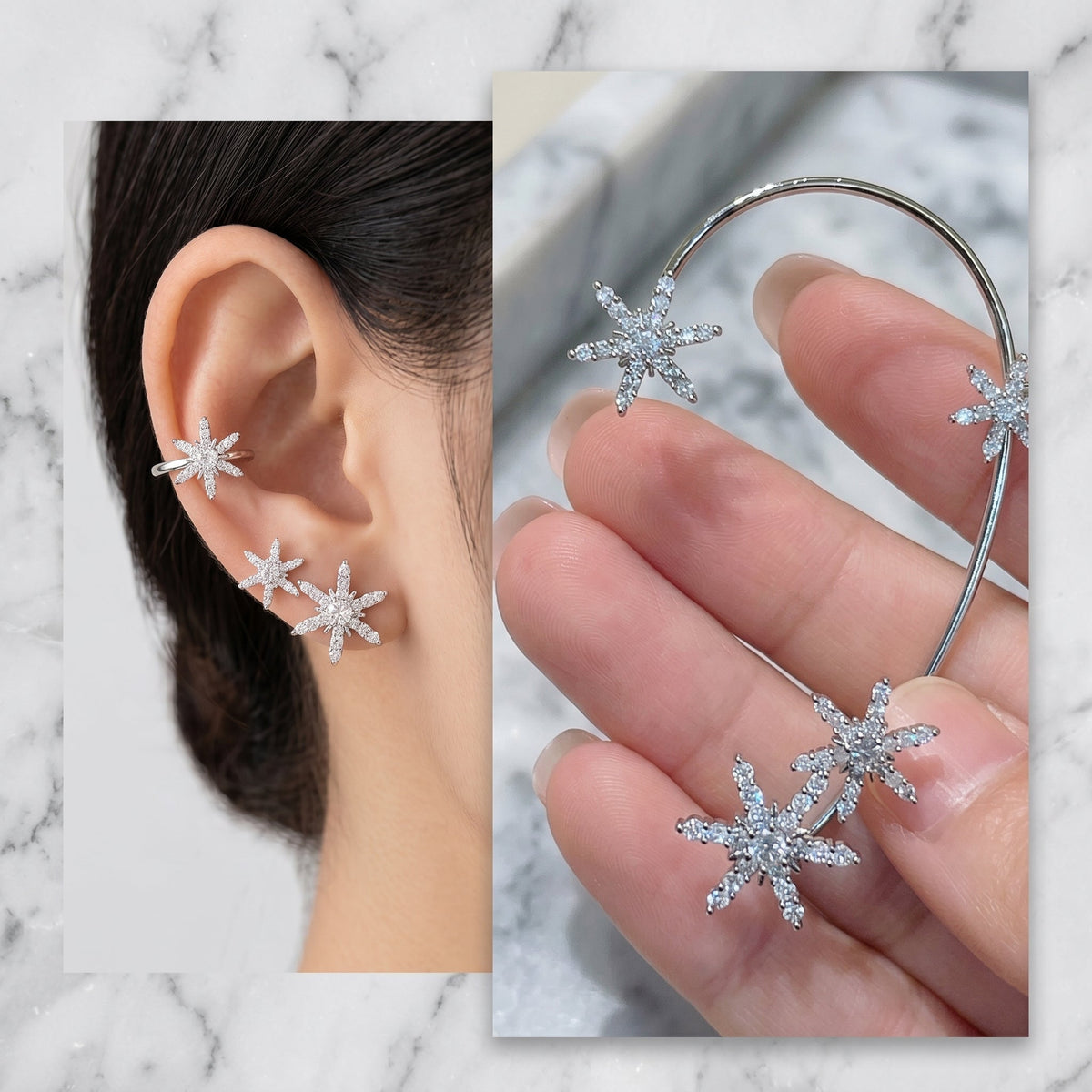 Verstelbare Oorklemmen Oorbellen - Elegante Tak-geïnspireerde Sieraden met Glinsterende Details voor Dames