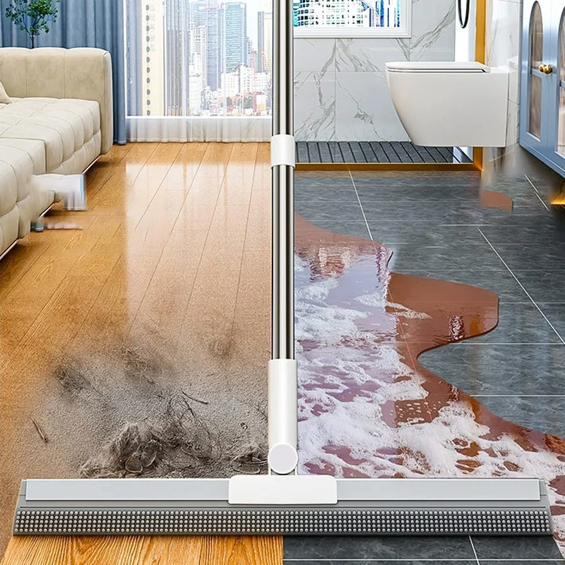 Vloerwisser met Rubberen Lip en TPE Borstels 30cm 50cm Multifunctioneel Schoonmaken voor Harde Vloeren