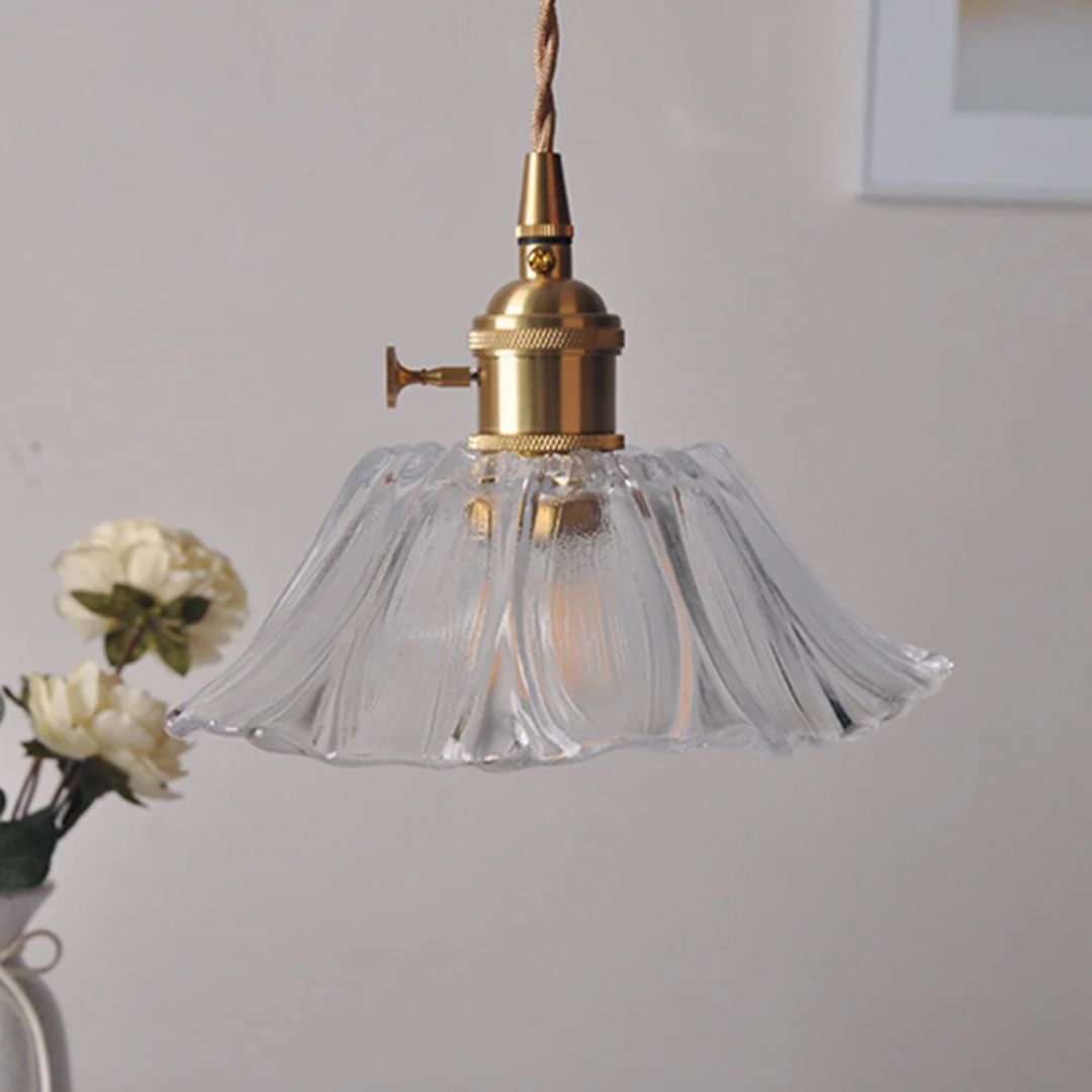 Cullivan Bloemvormige Hanglamp - Glazen Hanglamp met Gouden Fitting voor Woonkamer & Eetkamer
