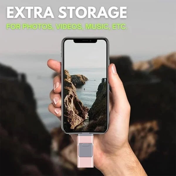 Multifunctionele USB-Stick 4-in-1 met Lightning Micro-USB Type-C Aansluiting Veilige Gegevensopslag Snelle Overdracht voor iPhone iPad Android PC MacBook