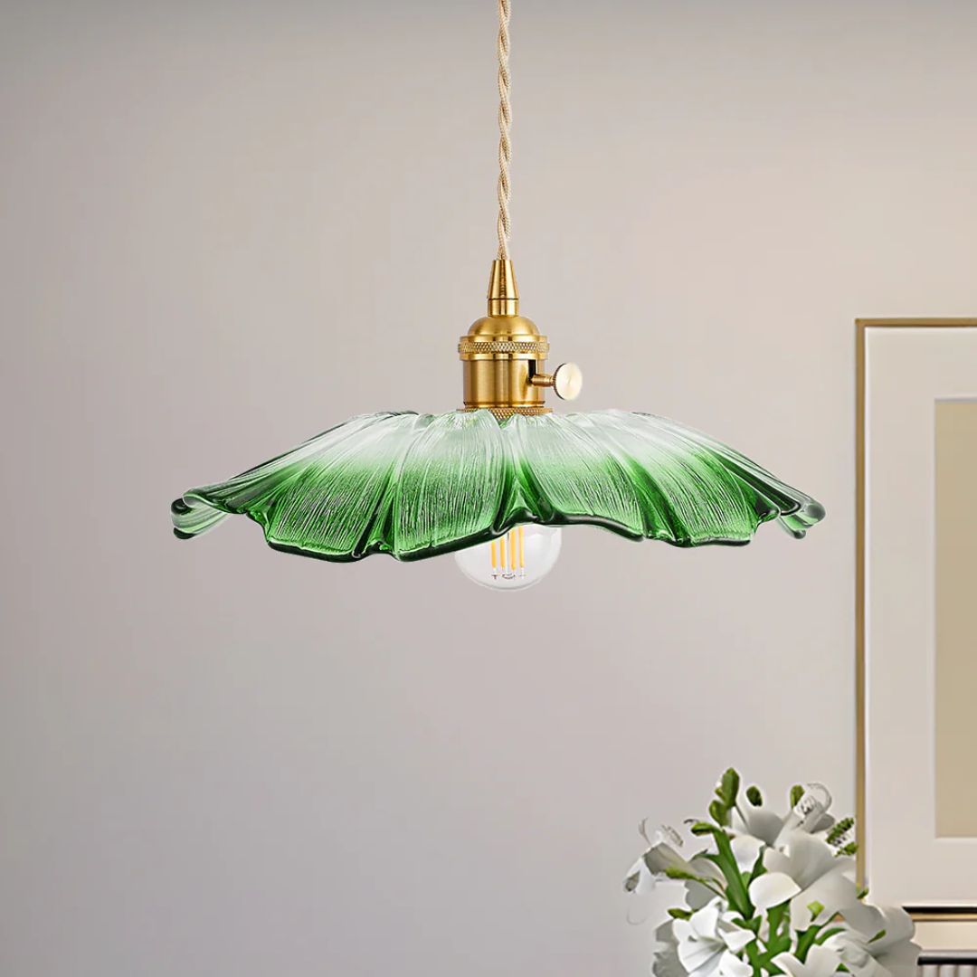 Cullivan Bloemvormige Hanglamp - Glazen Hanglamp met Gouden Fitting voor Woonkamer & Eetkamer